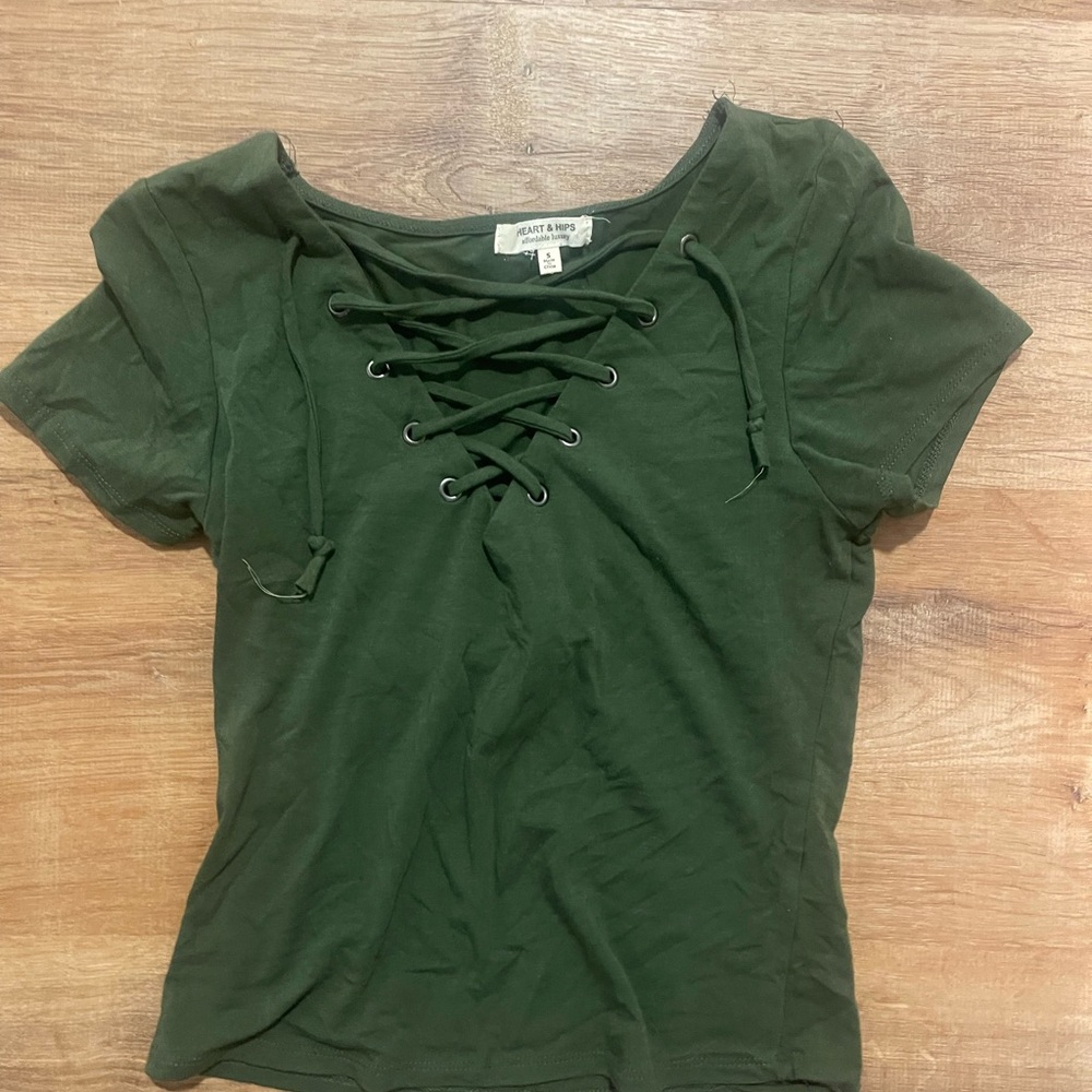 Green Lace-Up Tee